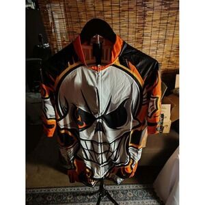 RSSC Sports Cycling Jersey 2XL‎ Skull Flames Biker Motorcycle Orange